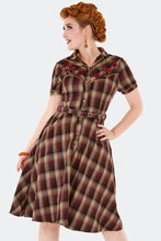 Load image into Gallery viewer, Brown Western Style Flare Shirt Dress
