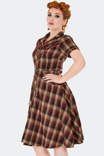 Load image into Gallery viewer, Brown Western Style Flare Shirt Dress
