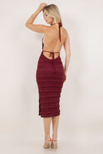 Load image into Gallery viewer, Burgundy Ruffled Halter Dress
