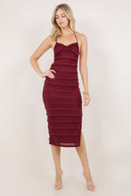 Load image into Gallery viewer, Burgundy Ruffled Halter Dress
