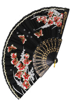 Load image into Gallery viewer, Butterfly Lily Black and Red Hand Fan- More Styles Available!
