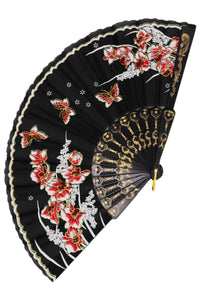 Butterfly Lily Black and Red Hand Fan- More Styles Available!