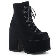 Camel Velvet  Platform Ankle Boots