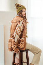 Load image into Gallery viewer, Camel Beige Winter Patterned Zippered Jacket
