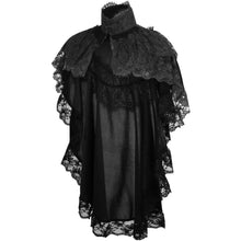 Load image into Gallery viewer, Black Velvet and Lace Long Drapey Capelet

