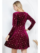 Load image into Gallery viewer, Burgundy Celestial Velvet Midi Dress
