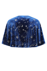 Gloria Celestial Blue Velvet Pencil Dress with Capelet