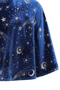 Gloria Celestial Blue Velvet Pencil Dress with Capelet