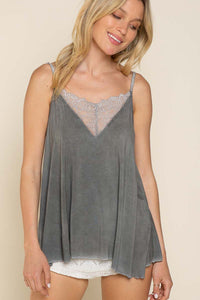 Charcoal Lace Detail Camisole Top