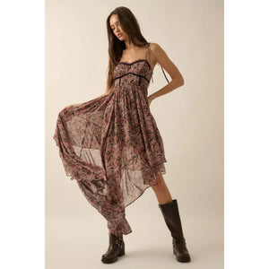 Dreams Chiffon Floral Asymmetrical Dress