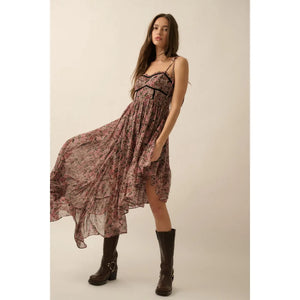 Dreams Chiffon Floral Asymmetrical Dress