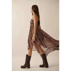 Dreams Chiffon Floral Asymmetrical Dress