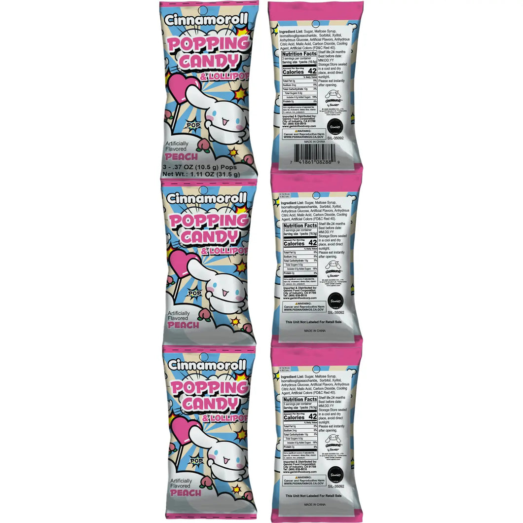 Cinnamoroll Peach Popping Candy & Lollipop