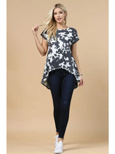 Load image into Gallery viewer, Zoey Cow Print Open Back High-Low Top
