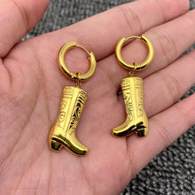 Load image into Gallery viewer, Cowboy Boot Huggie Hoops Earrings
