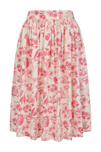 Load image into Gallery viewer, Floral skirt with pink and red pattern on a white background
