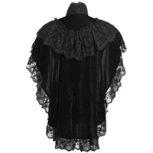 Load image into Gallery viewer, Black Velvet and Lace Long Drapey Capelet
