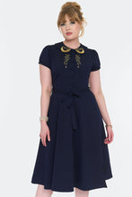 Load image into Gallery viewer, Moon and Star Embroidered Flare Dress
