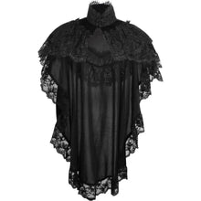 Load image into Gallery viewer, Black Velvet and Lace Long Drapey Capelet
