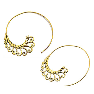 Feathered Scroll Spiral Earrings