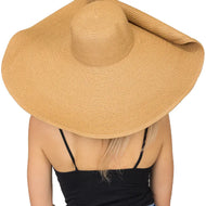 Tan Wired Extra Wide Brim Paper Straw Floppy Sun Hat