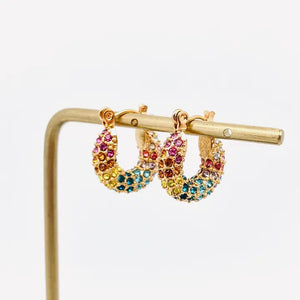 Sparkling Rainbow Mini Hoop Earrings