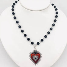 Load image into Gallery viewer, Gothic Red Devil's Eye Pendant Beaded Chain Necklace
