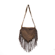 Load image into Gallery viewer, Brown Stonewashed Crossbody Fringe Purse
