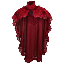 Load image into Gallery viewer, Burgundy Velvet and Lace Long Drapey Capelet
