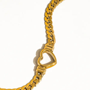 Heart Center Snake Chain Necklace