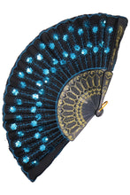 Load image into Gallery viewer, NEW Black Floral Sqeuins Hand Fan- More Colors Available!
