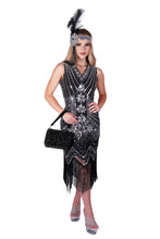 Load image into Gallery viewer, Black Art Deco Flapper Dress
