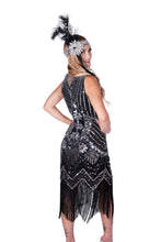 Load image into Gallery viewer, Black Art Deco Flapper Dress
