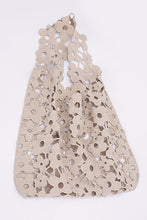Load image into Gallery viewer, Khaki Flower Knitted Shopping Bag with Pouch
