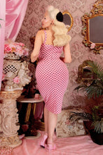 Load image into Gallery viewer, Glam Pencil Pink with Black Polka Dots Dress
