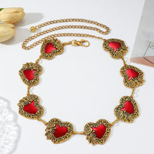 Load image into Gallery viewer, Vintage Rose Engraved Gold Heart Waist Chain Belt
