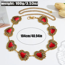 Load image into Gallery viewer, Vintage Rose Engraved Gold Heart Waist Chain Belt

