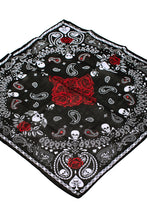 Load image into Gallery viewer, Gothic Skull Paisley Floral Cotton Bandana
