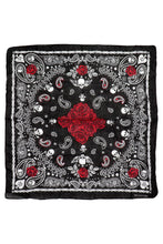 Load image into Gallery viewer, Gothic Skull Paisley Floral Cotton Bandana

