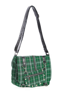 Green Plaid Punky Messenger Bag Purse