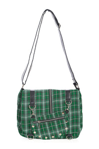 Green Plaid Punky Messenger Bag Purse