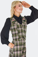 Load image into Gallery viewer, Green Plaid Floral Embroidered Western Vest

