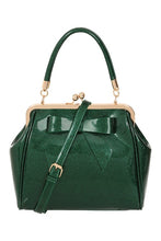 Load image into Gallery viewer, Green Glitter Classic Retro Bow Kisslock Handbag
