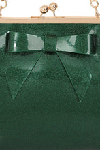 Load image into Gallery viewer, Green Glitter Classic Retro Bow Kisslock Handbag
