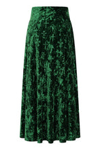 Load image into Gallery viewer, Green Crushed Velvet HiLo Skirt
