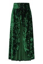 Load image into Gallery viewer, Green Crushed Velvet HiLo Skirt
