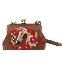Load image into Gallery viewer, Floral Wreath Horse Vintage Kisslock Purse
