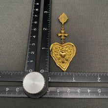 Load image into Gallery viewer, Hammered Heart and Cross Statement Earrings
