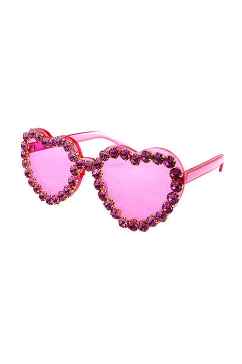 Bling Rimmed Heart Sunglasses – Pink House Boutique display picture 2