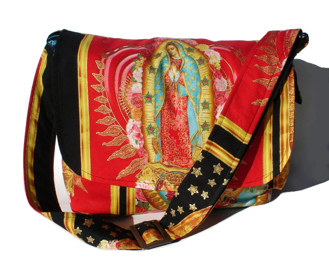 Red Guadalupe Virgin Mary Messenger Bag